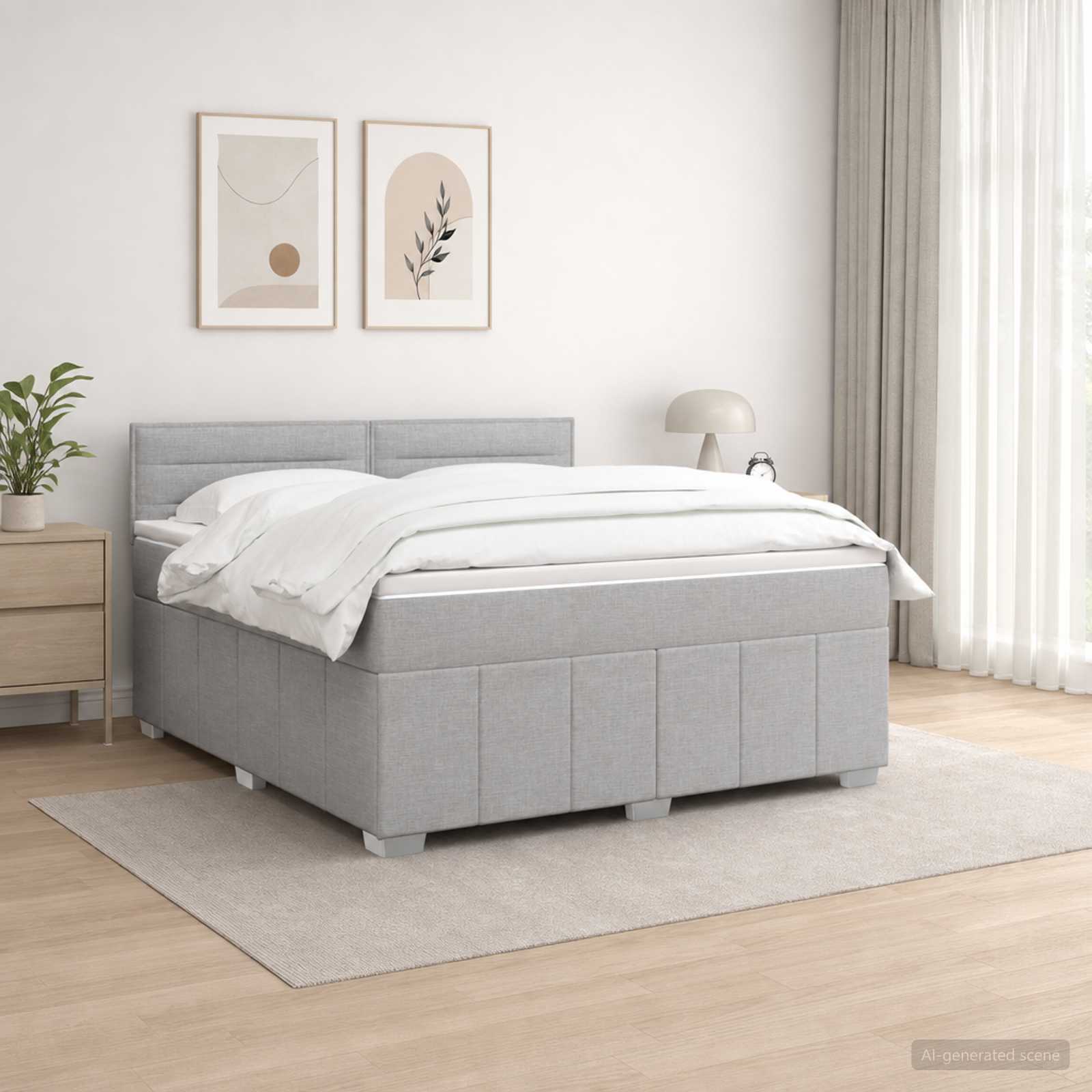 Boxmadras med topmadras Lysegr 140 x 190 cm Stof