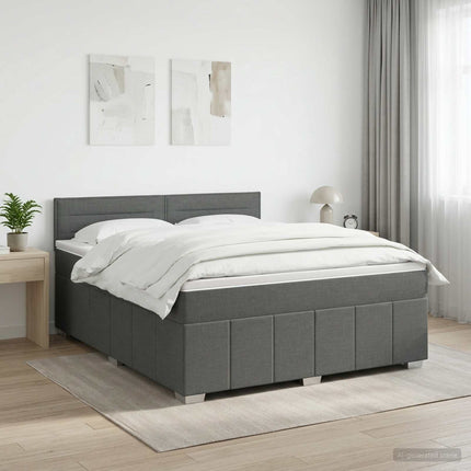 Boxmadras med topmadras Mørkegrå 140 x 190 cm Stof