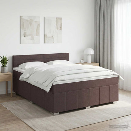 Boxmadras med topmadras Mørk Brun 140 x 200 cm Stof