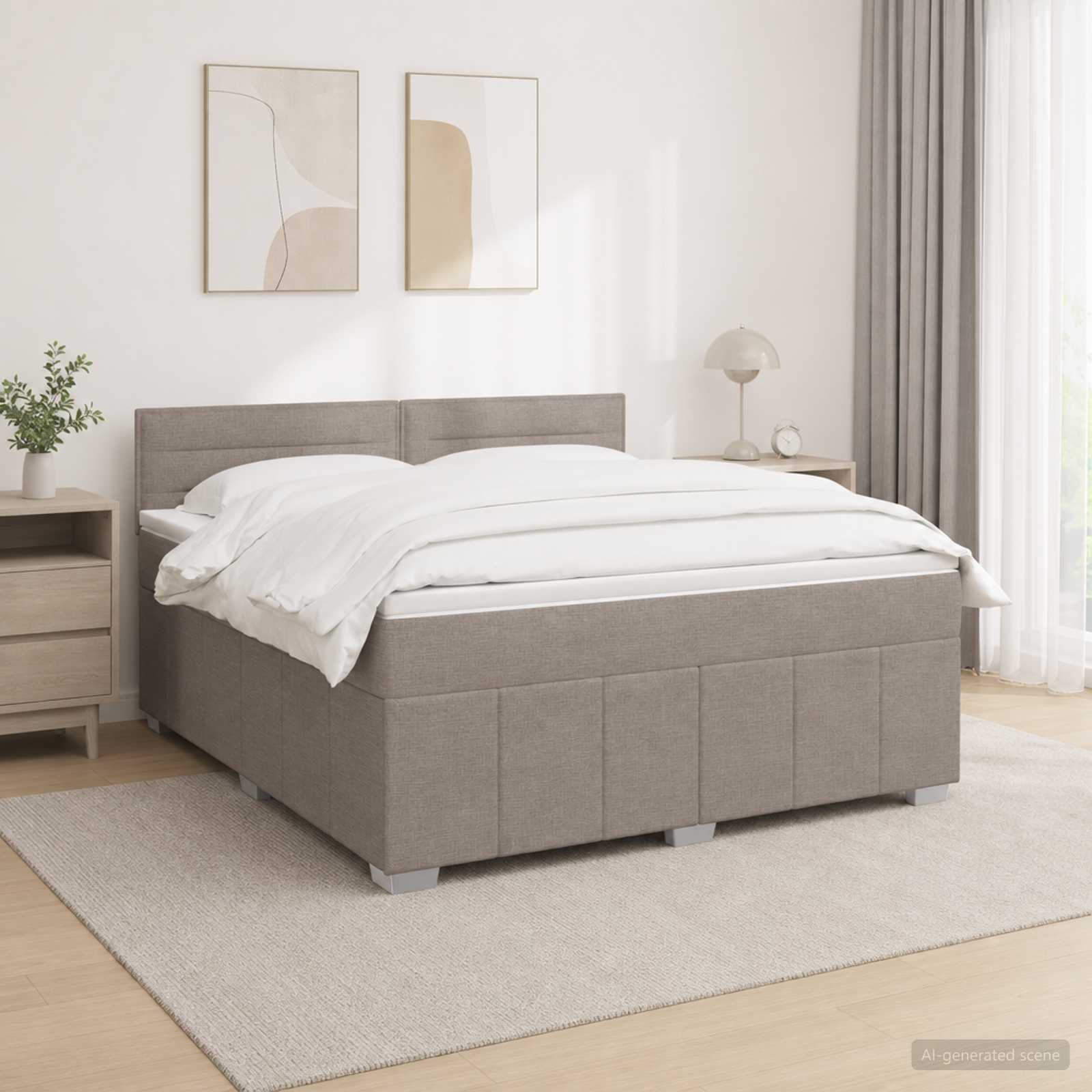 Boxmadras med topmadras Grbrun 140 x 190 cm Stof