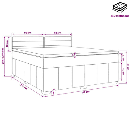 Boxmadras med topmadras Gråbrun 180 x 200 cm Stof