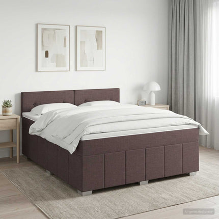 Boxmadras med topmadras Mørk Brun 140 x 200 cm Stof