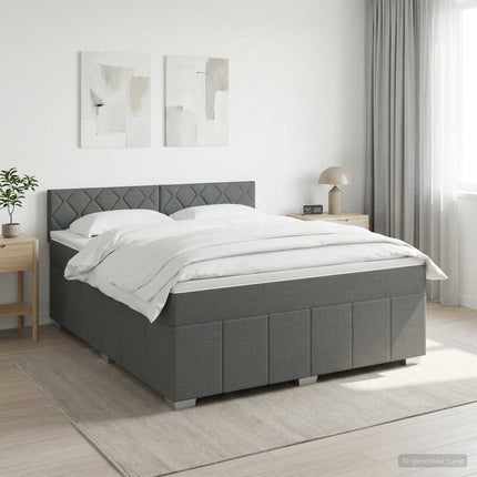 Boxmadras med topmadras Mørkegrå 140 x 190 cm Stof