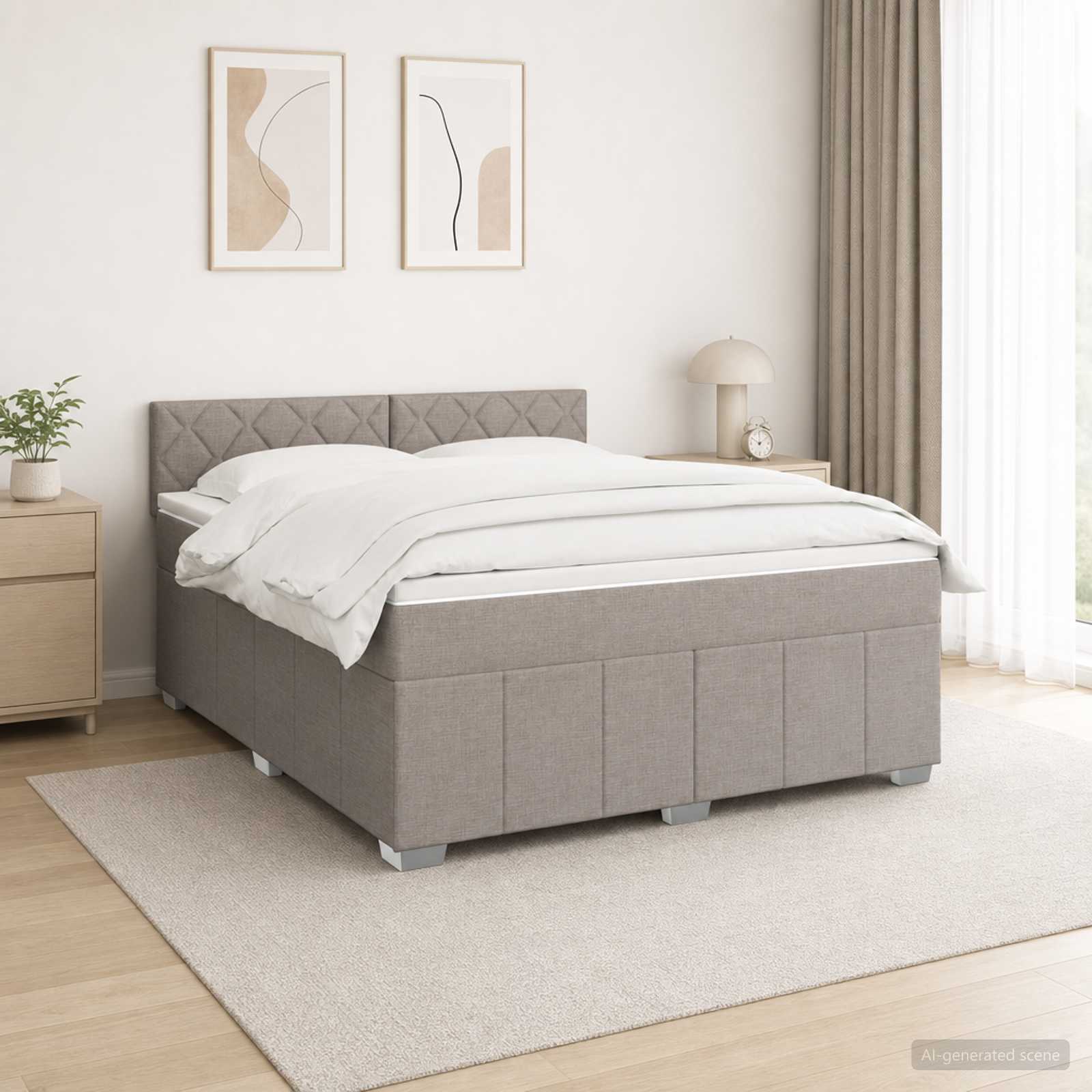 Kontinentalseng med madras og topmadras 160 x 200 cm - gråbrun