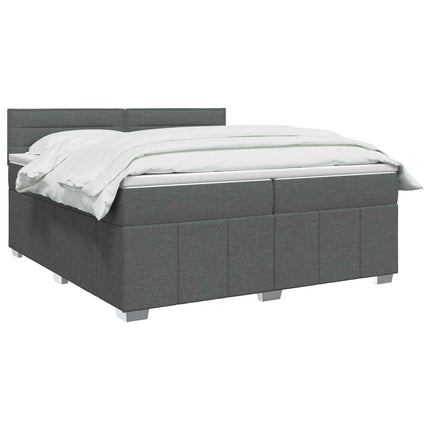 Boxmadras med topmadras Mørkegrå 200 x 200 cm Stof