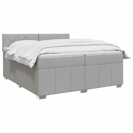 Boxmadras med topmadras Lysegrå 200 x 200 cm Stof