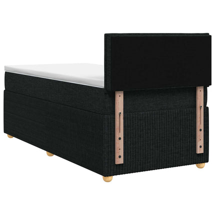 Boxmadras med topmadras med hovedgærde Sort 80 x 200 cm Stof