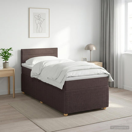 Boxmadras med topmadras Mørk Brun 90 x 200 cm Stof