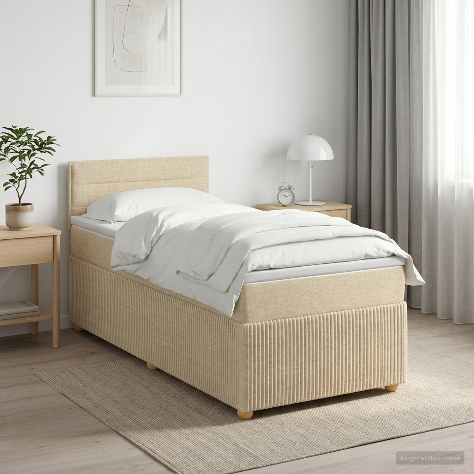 Boxmadras med topmadras Cremefarvet 100 x 200 cm Stof
