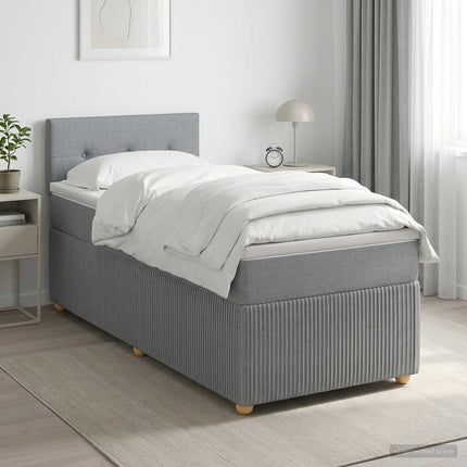 Boxmadras med topmadras Lysegrå 100 x 200 cm Stof