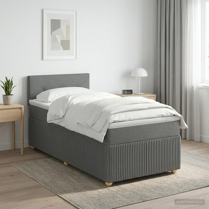 Boxmadras med topmadras Mørkegrå 90 x 200 cm Stof