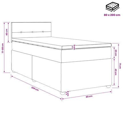 Boxmadras med topmadras Mørk Brun 80 x 200 cm Stof