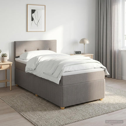 Boxmadras med topmadras Gråbrun 100 x 200 cm Stof