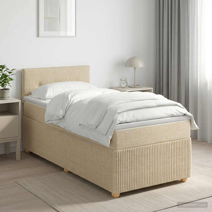 Boxmadras med topmadras Cremefarvet 90 x 200 cm Stof