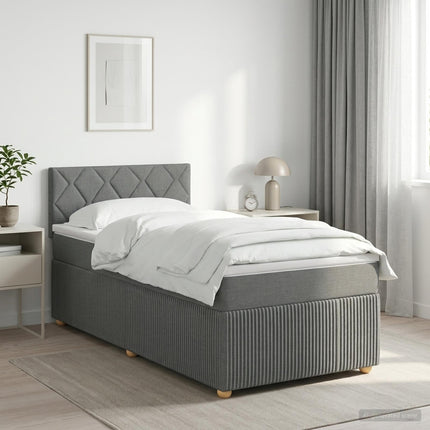 Boxmadras med topmadras Mørkegrå 90 x 200 cm Stof