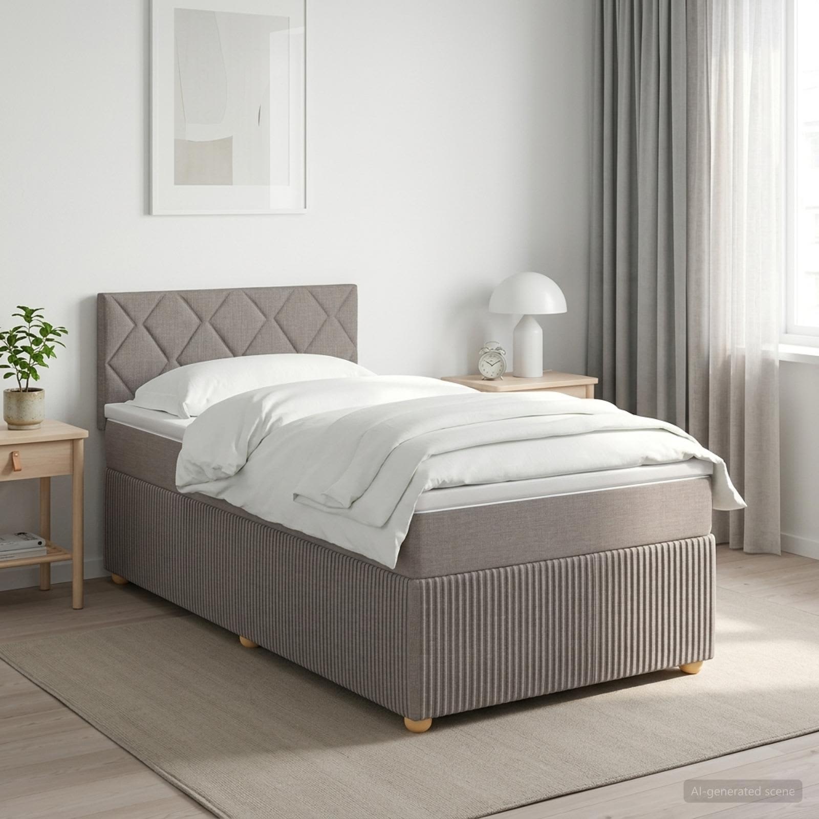 Boxmadras med topmadras Grbrun 100 x 200 cm Stof