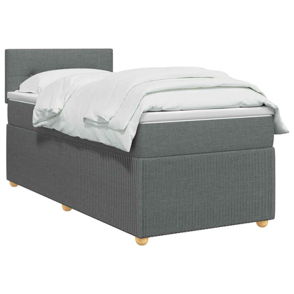 Boxmadras med topmadras Mørkegrå 90 x 190 cm Stof