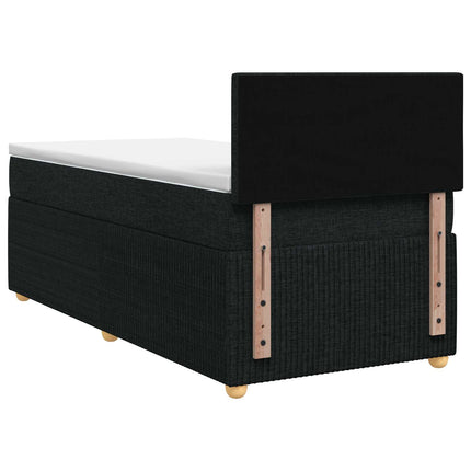 Boxmadras med topmadras med hovedgærde Sort 90 x 190 cm Stof