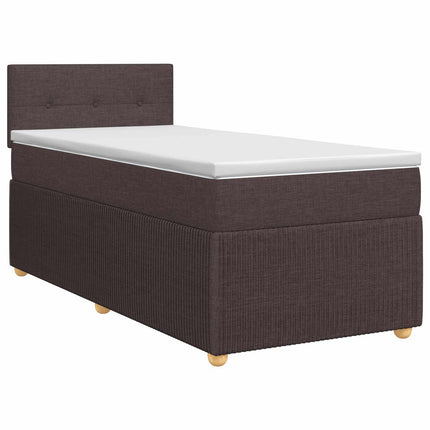 Boxmadras med topmadras Mørk Brun 90 x 190 cm Stof