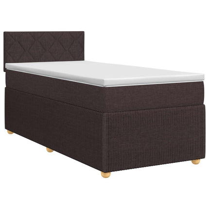 Boxmadras med topmadras Mørk Brun 90 x 190 cm Stof