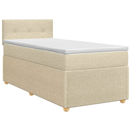 Boxmadras med topmadras Cremefarvet 90 x 200 cm Stof
