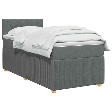 Boxmadras med topmadras Mørkegrå 90 x 200 cm Stof