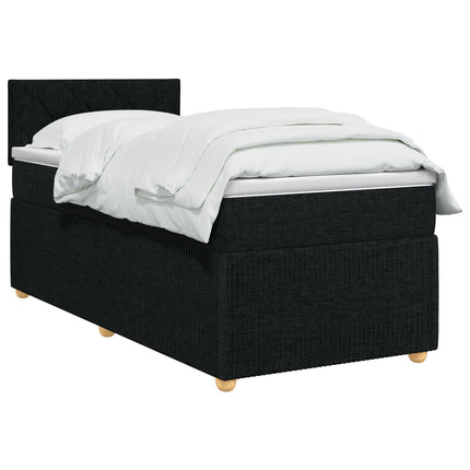 Boxmadras med topmadras med hovedgærde Sort 90 x 200 cm Stof