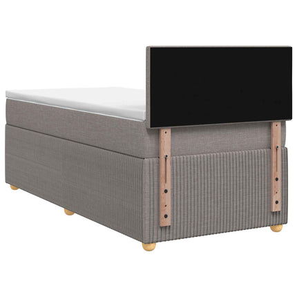 Boxmadras med topmadras med hovedgærde Gråbrun 90 x 200 cm Stof