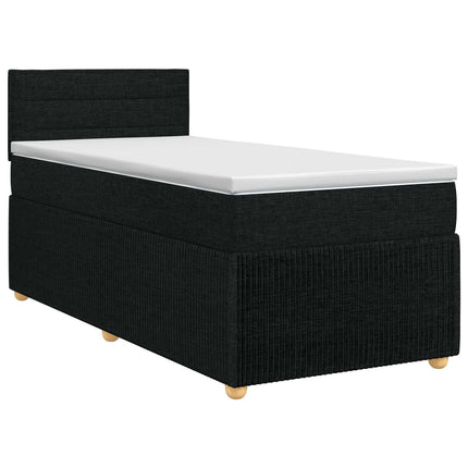 Boxmadras med topmadras med hovedgærde Sort 100 x 200 cm Stof