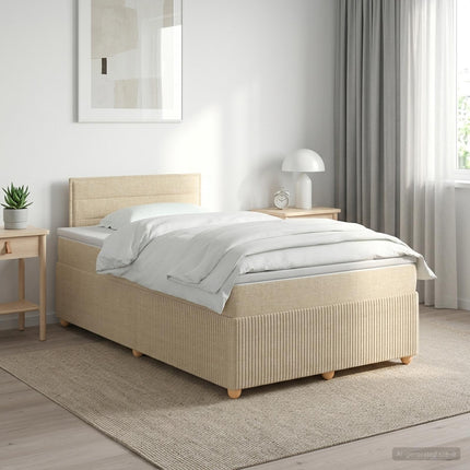 Boxmadras med topmadras Cremefarvet 120 x 190 cm Stof