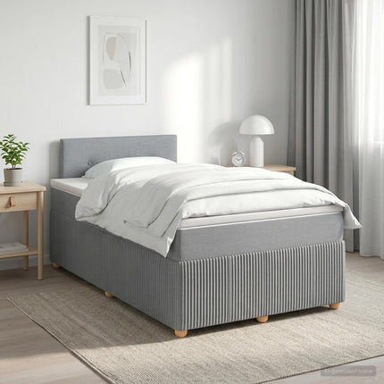 Boxmadras med topmadras Lysegrå 120 x 190 cm Stof