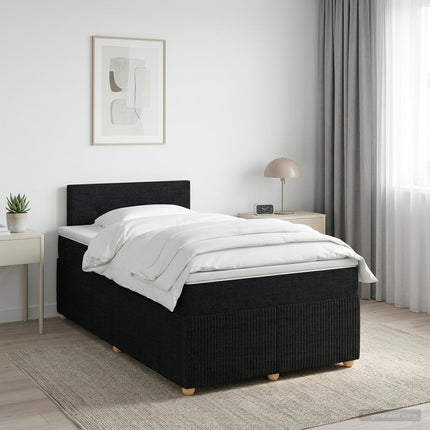 Boxmadras med topmadras med hovedgærde Sort 120 x 200 cm Stof
