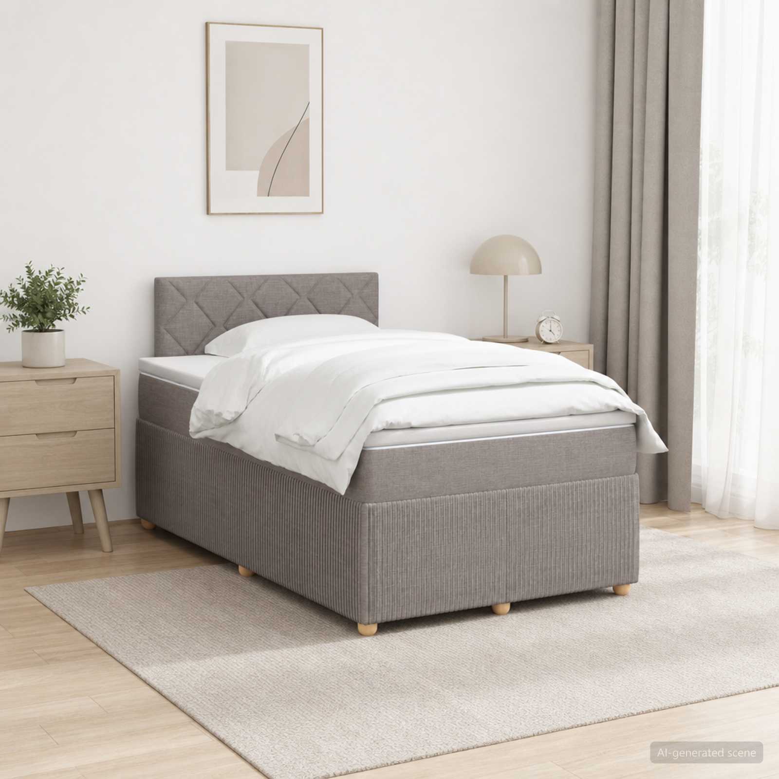 Boxmadras med topmadras Grbrun 120 x 190 cm Stof