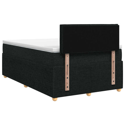 Boxmadras med topmadras med hovedgærde Sort 120 x 200 cm Stof
