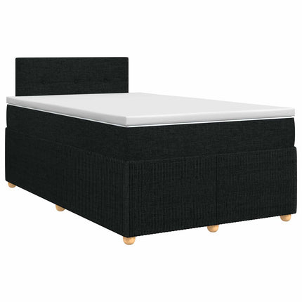 Boxmadras med topmadras med hovedgærde Sort 120 x 200 cm Stof