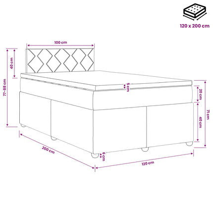 Boxmadras med topmadras Cremefarvet 120 x 200 cm Stof