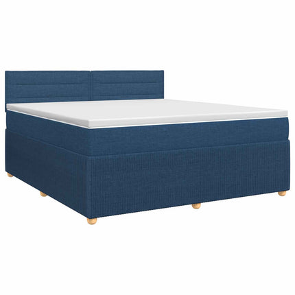 Boxmadras med topmadras med hovedgærde Blå 140 x 190 cm Stof