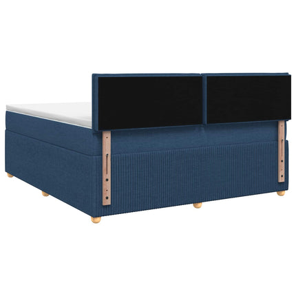 Boxmadras med topmadras med hovedgærde Blå 140 x 190 cm Stof