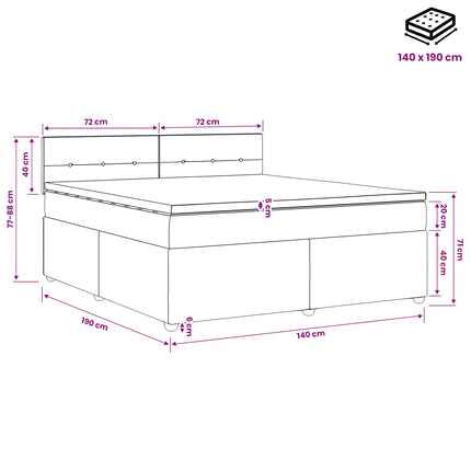 Boxmadras med topmadras med hovedgærde Blå 140 x 190 cm Stof