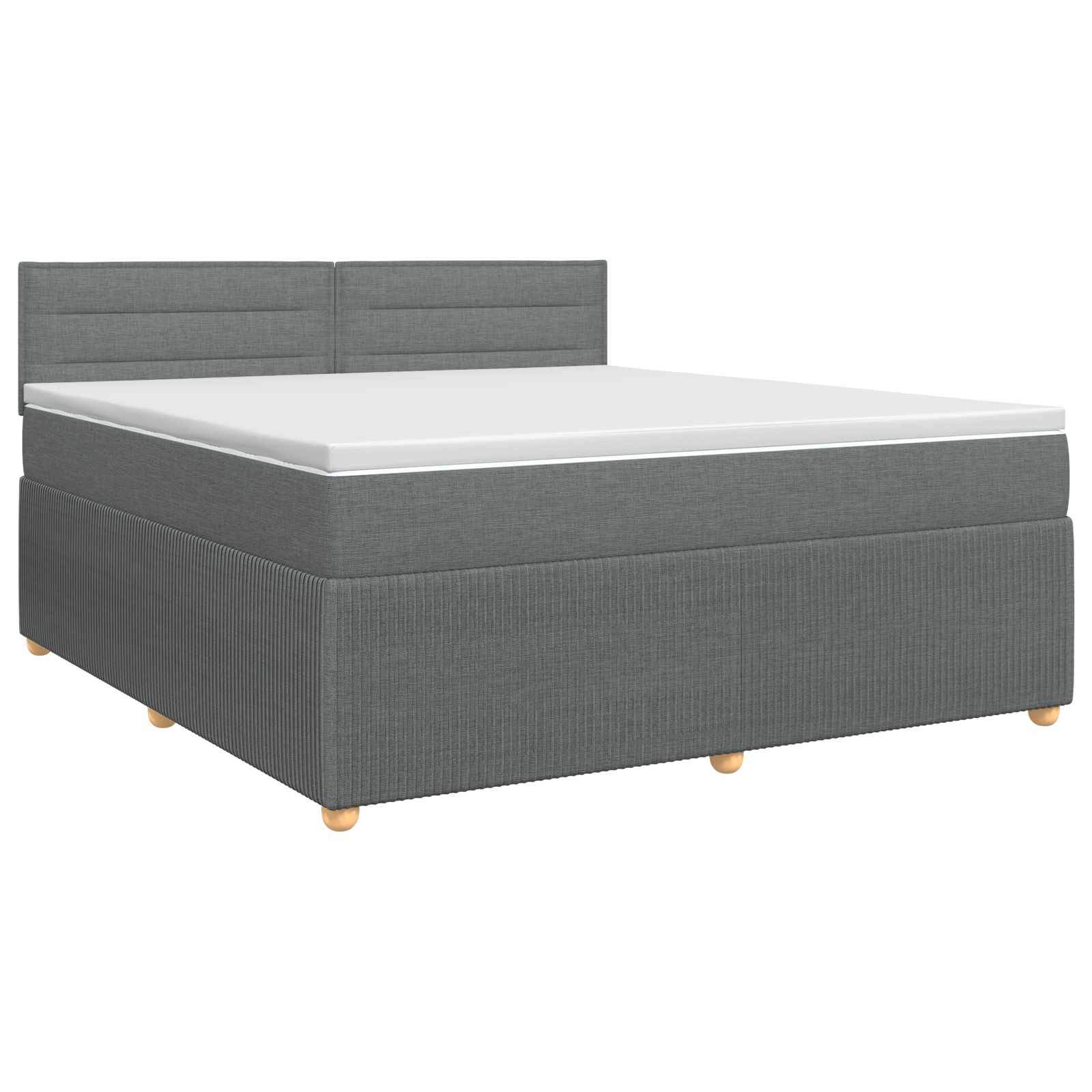 Boxmadras med topmadras Mørkegrå 140 x 200 cm Stof billede