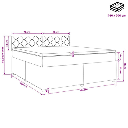 Boxmadras med topmadras Mørkegrå 140 x 200 cm Stof