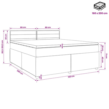 Boxmadras med topmadras Gråbrun 160 x 200 cm Stof
