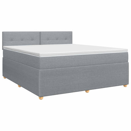 Boxmadras med topmadras Lysegrå 160 x 200 cm Stof