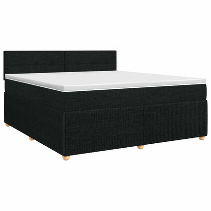 Boxmadras med topmadras med hovedgærde Sort 160 x 200 cm Stof