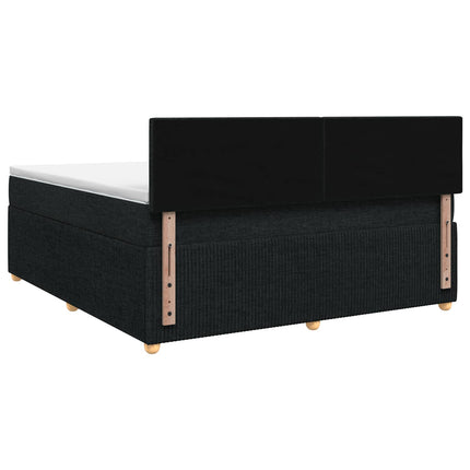 Boxmadras med topmadras med hovedgærde Sort 160 x 200 cm Stof