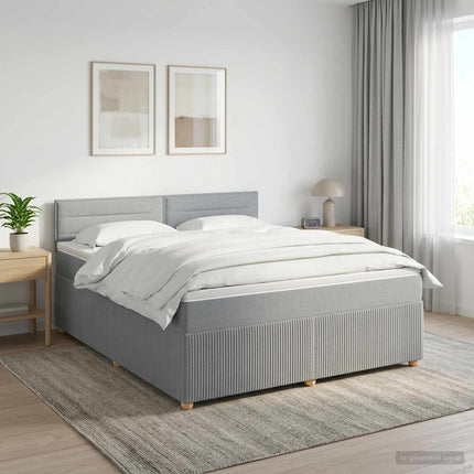 Boxmadras med topmadras Lysegrå 180 x 200 cm Stof