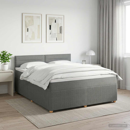Boxmadras med topmadras Mørkegrå 140 x 200 cm Stof