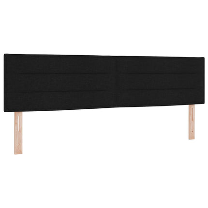Boxmadras med topmadras med hovedgærde Sort 180 x 200 cm Stof