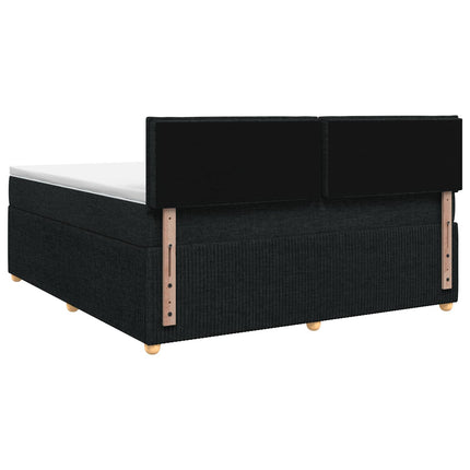 Boxmadras med topmadras med hovedgærde Sort 180 x 200 cm Stof