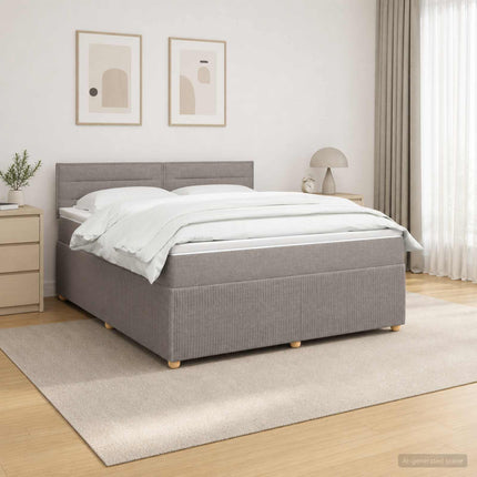 Boxmadras med topmadras Gråbrun 140 x 190 cm Stof